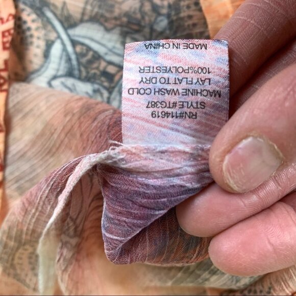 MUSHKA by Sienna, Inc Long Sleeved Sheer Tunic Top with Ruched Waist size Small - Picture 4 of 11